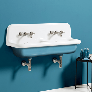 CERAMIC MOUNTED DOUBLE SINK WHITE - DYKE & DEAN