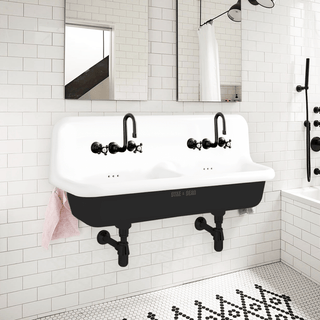 CERAMIC MOUNTED DOUBLE SINK WHITE - DYKE & DEAN