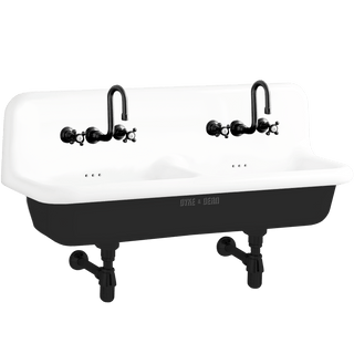 CERAMIC MOUNTED DOUBLE SINK WHITE - DYKE & DEAN