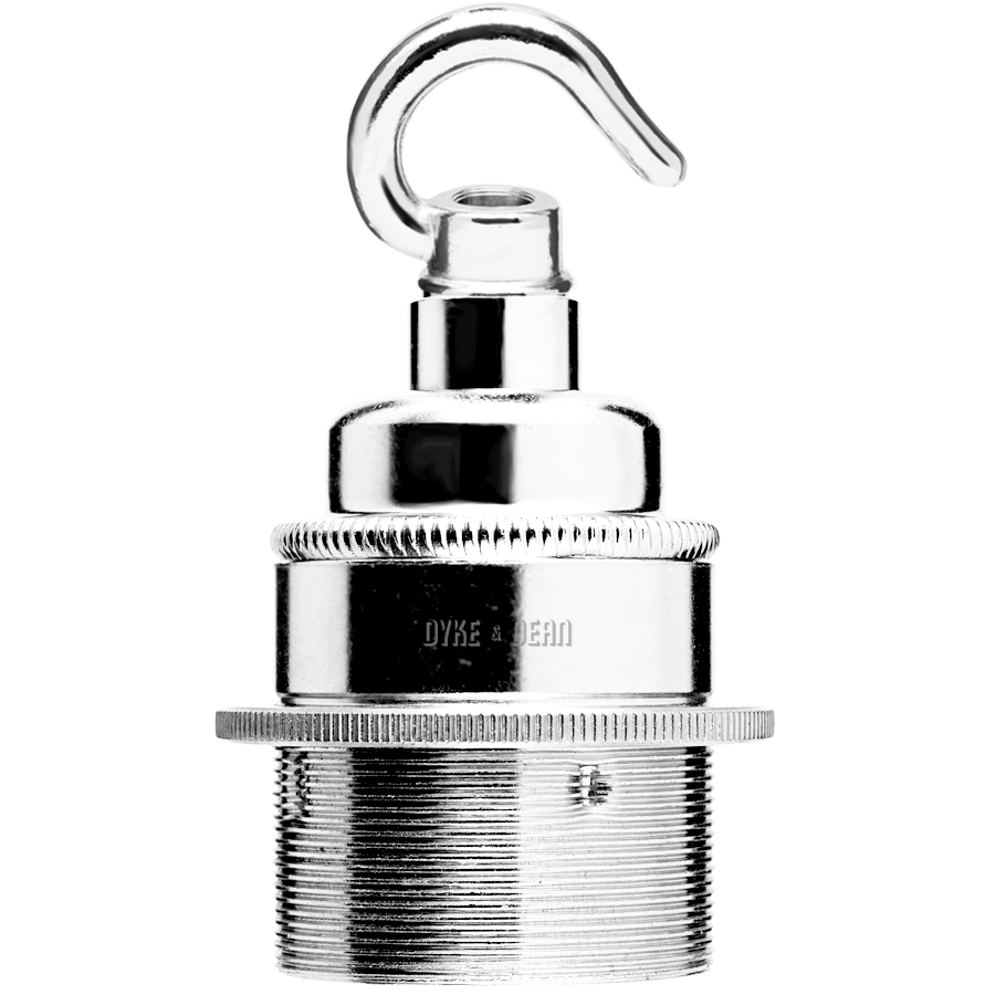CHROME HOOKED E27 METAL BULB HOLDER - DYKE & DEAN