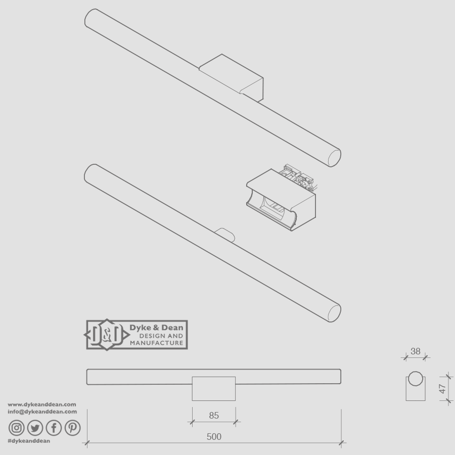 CHROME PEG TUBE PENDANT FIXED M10 - DYKE & DEAN