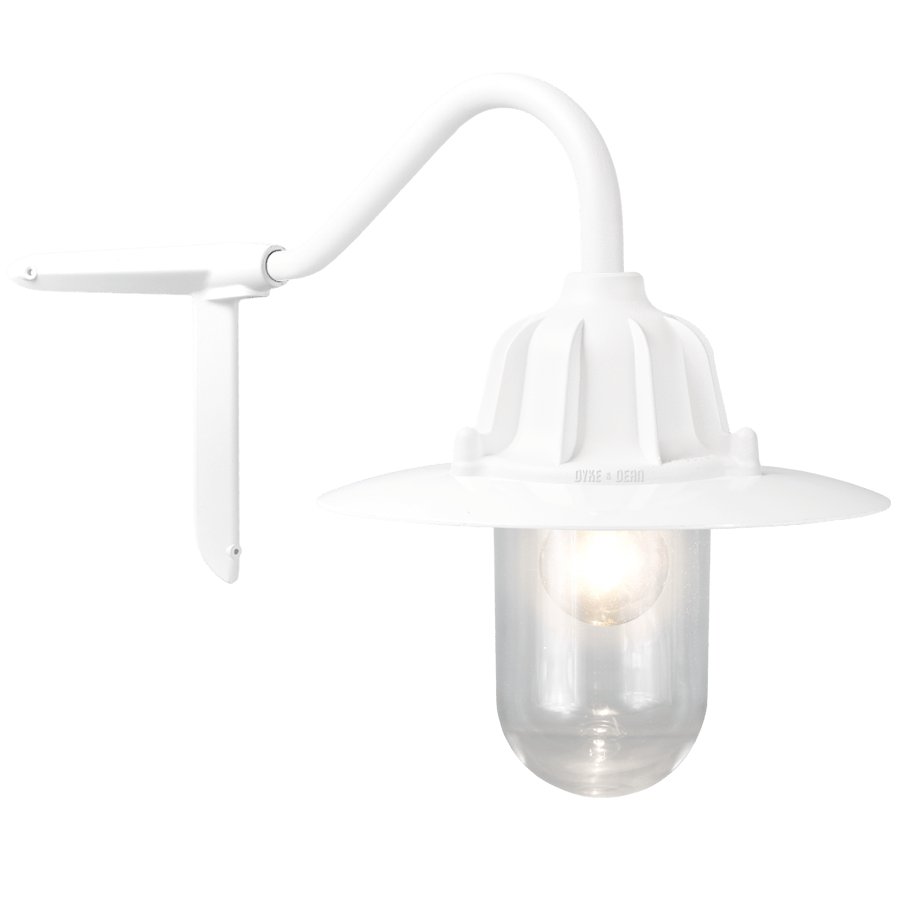 CORNER SWAN NECK SHADED LANTERN WHITE - DYKE & DEAN