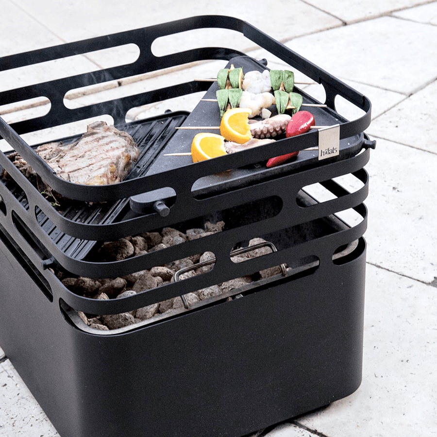 CUBE FIRE BASKET & GRILL BLACK CUBE GRILL - DYKE & DEAN