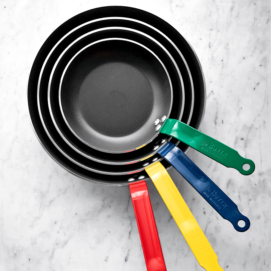 DE BUYER CHOC FRYING PANS RED HANDLES - DYKE & DEAN