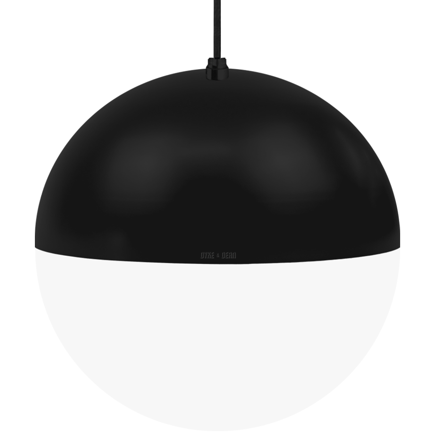 DOME CAPPED OPAL GLOBE PENDANT BLACK 400MM - DYKE & DEAN