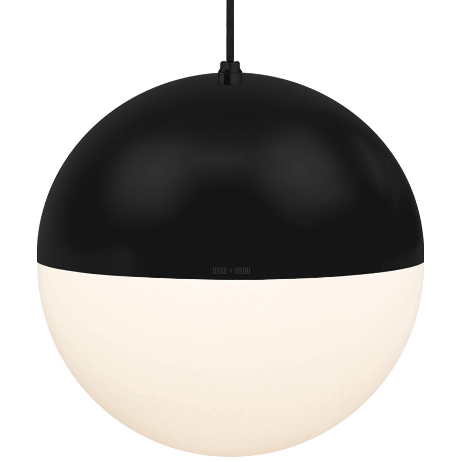 DOME CAPPED OPAL GLOBE PENDANT BLACK 400MM - DYKE & DEAN