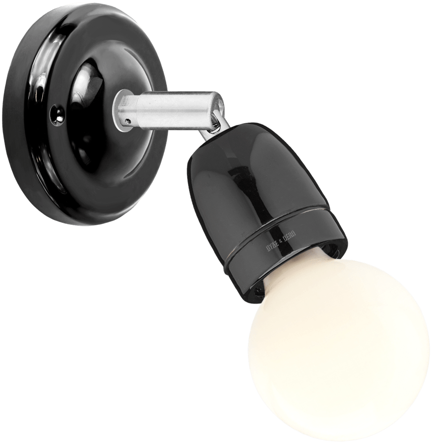 DYKE & DEAN LARGE BLACK CERAMIC LAMP CHROME ELBOW - DYKE & DEAN