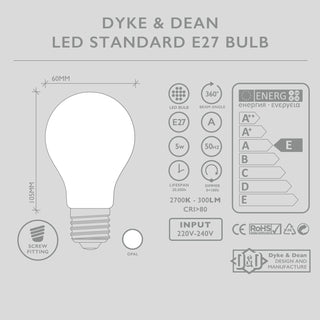 DYKE & DEAN LED STANDARD OPAL E27 BULB - DYKE & DEAN