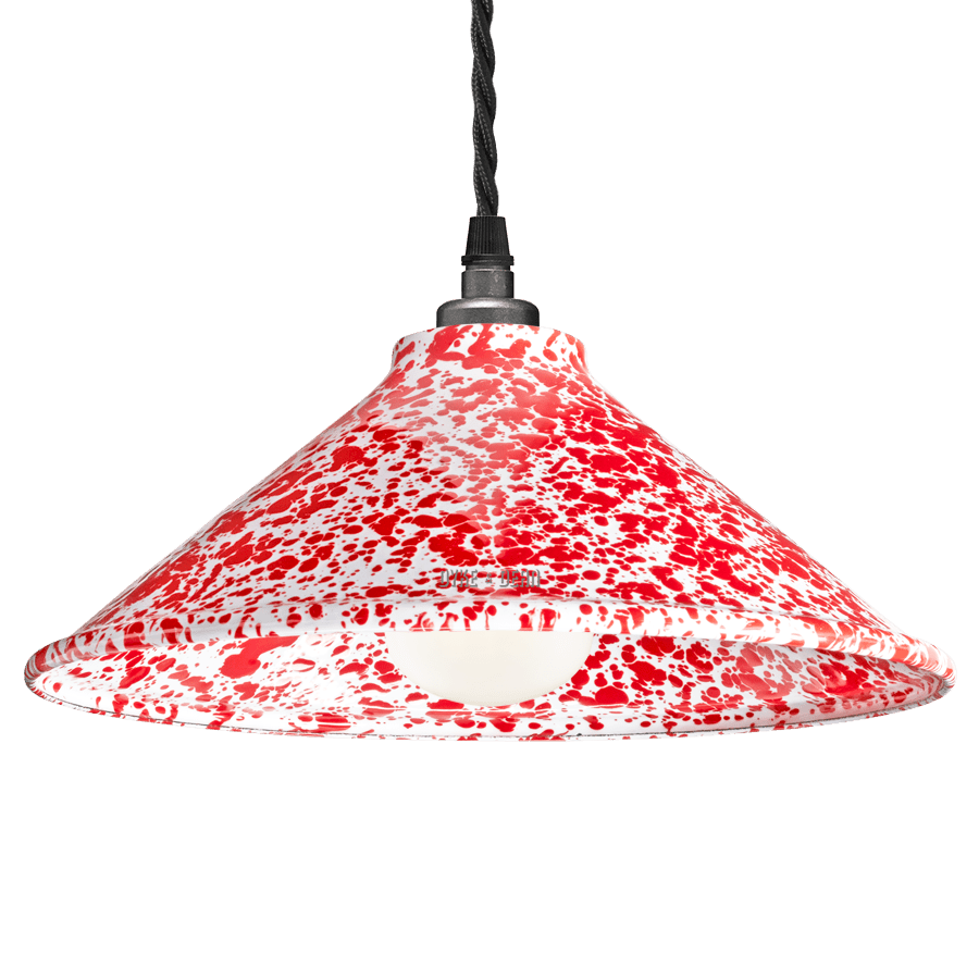 DYKE & DEAN SPLATTERWARE ENAMEL CONE SHADE RED - DYKE & DEAN