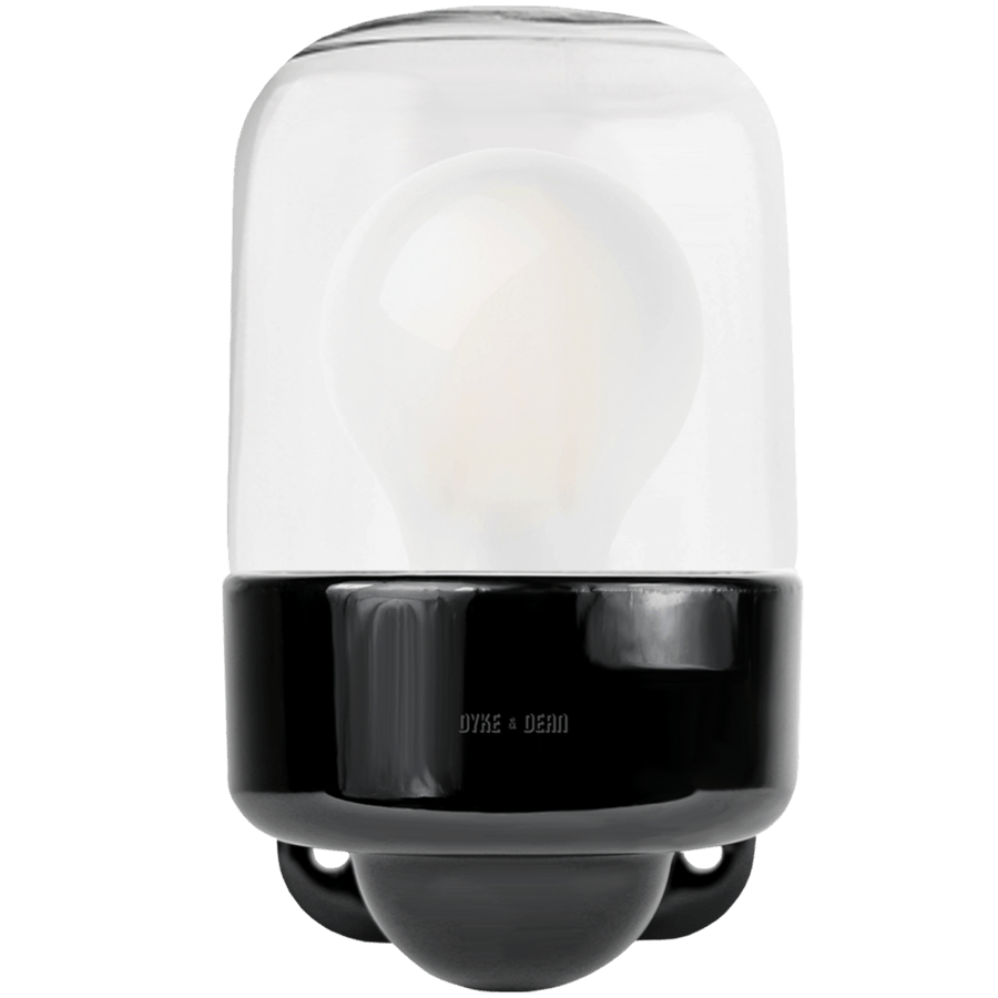 E27 BLACK CERAMIC WALL LIGHT CLEAR - DYKE & DEAN