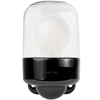 E27 BLACK CERAMIC WALL LIGHT CLEAR - DYKE & DEAN