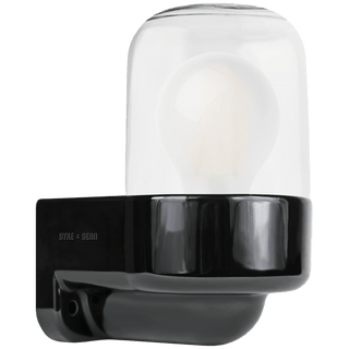 E27 BLACK CERAMIC WALL LIGHT CLEAR - DYKE & DEAN