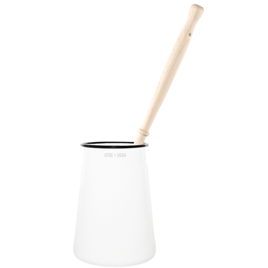 ENAMEL TOILET BRUSH HOLDER SET WHITE - DYKE & DEAN