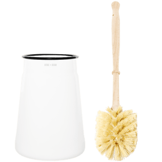 ENAMEL TOILET BRUSH HOLDER SET WHITE - DYKE & DEAN