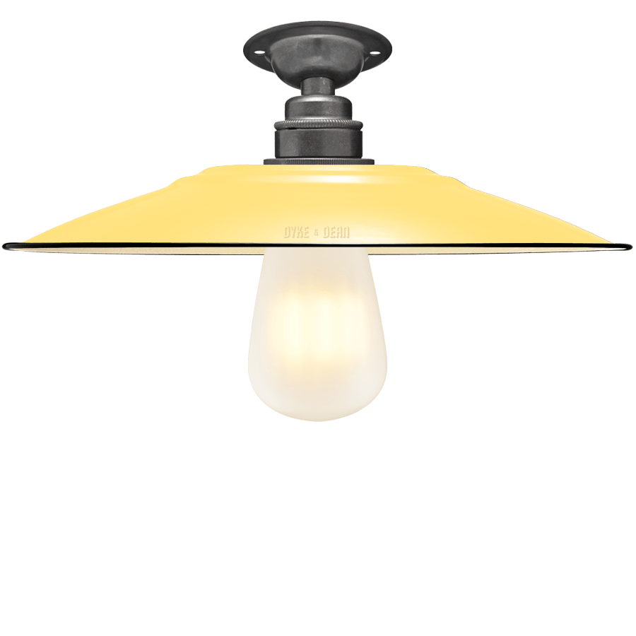 FIXED FLAT CUSTARD ENAMEL SHADE - DYKE & DEAN