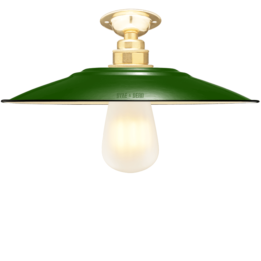 FIXED FLAT GREEN ENAMEL SHADE - DYKE & DEAN