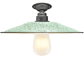 FIXED FLAT MINT GREEN SPECKLE ENAMEL SHADE - DYKE & DEAN