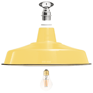 FIXED LARGE CUSTARD ENAMEL SHADE - DYKE & DEAN