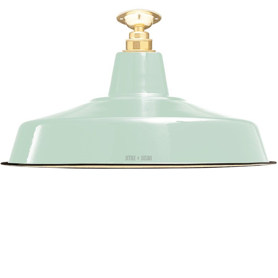 FIXED LARGE MINT GREEN ENAMEL SHADE - DYKE & DEAN