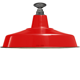 FIXED LARGE RED ENAMEL SHADE - DYKE & DEAN