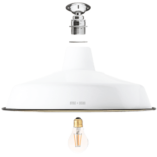 FIXED LARGE WHITE ENAMEL SHADE - DYKE & DEAN