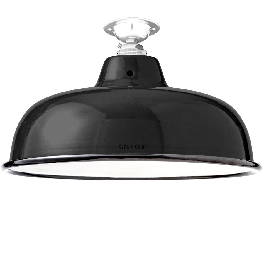 FIXED NECK VENT BLACK ENAMEL SHADE - DYKE & DEAN