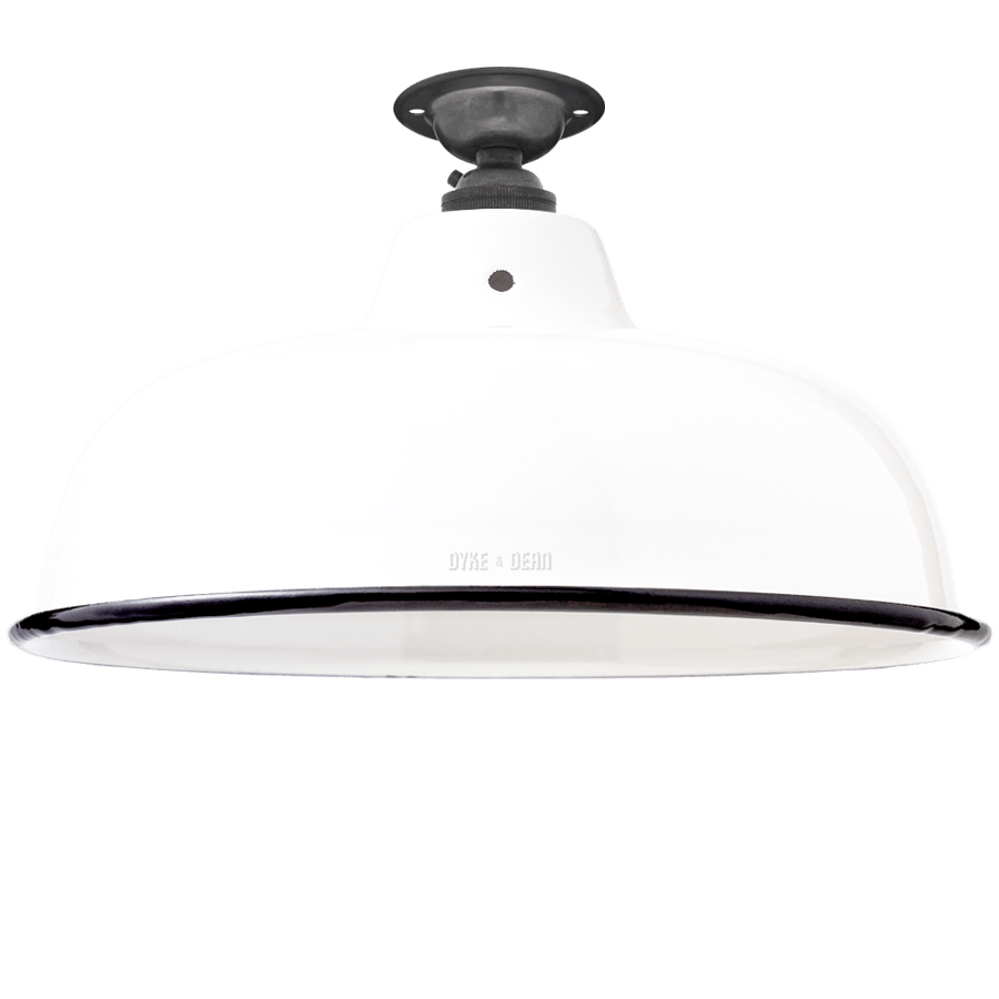 FIXED NECK VENT WHITE ENAMEL SHADE - DYKE & DEAN