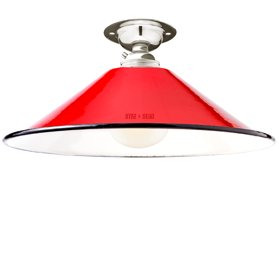 FIXED SMALL RED ENAMEL CONE SHADE - DYKE & DEAN