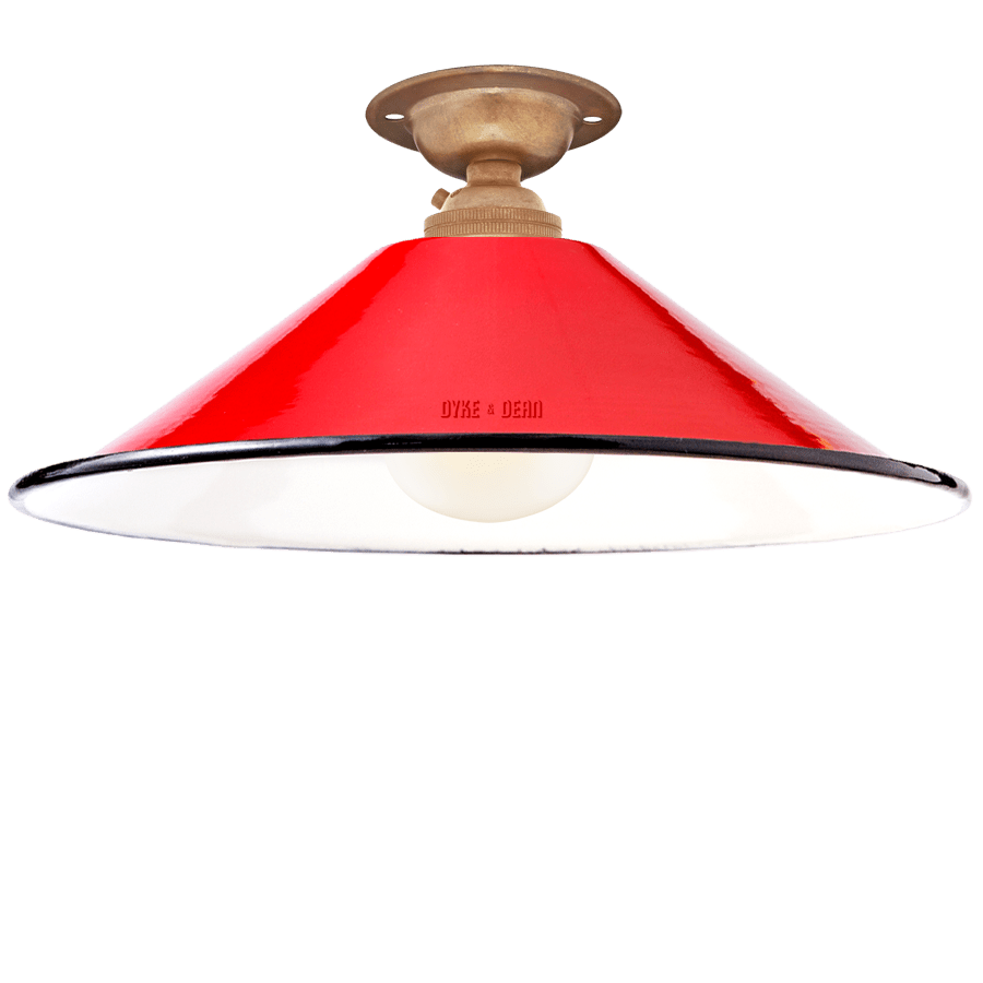 FIXED SMALL RED ENAMEL CONE SHADE - DYKE & DEAN