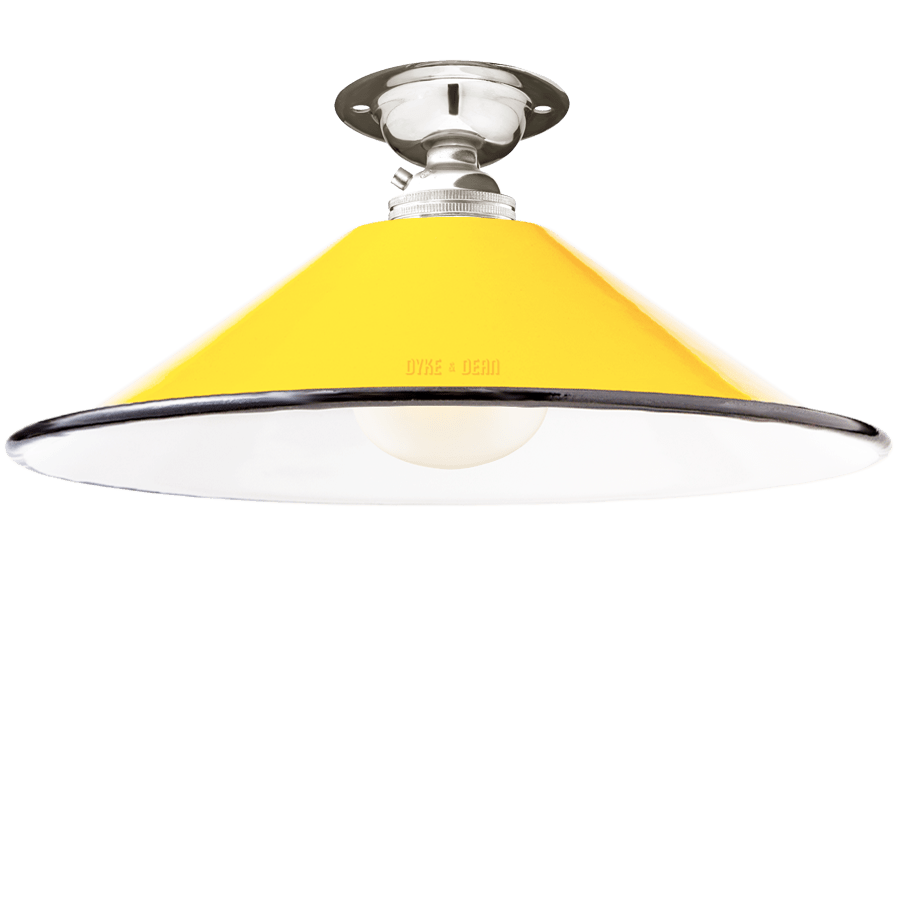 FIXED SMALL YELLOW ENAMEL CONE SHADE - DYKE & DEAN