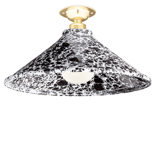 FIXED SPLATTERWARE BLACK ENAMEL CONE SHADE - DYKE & DEAN