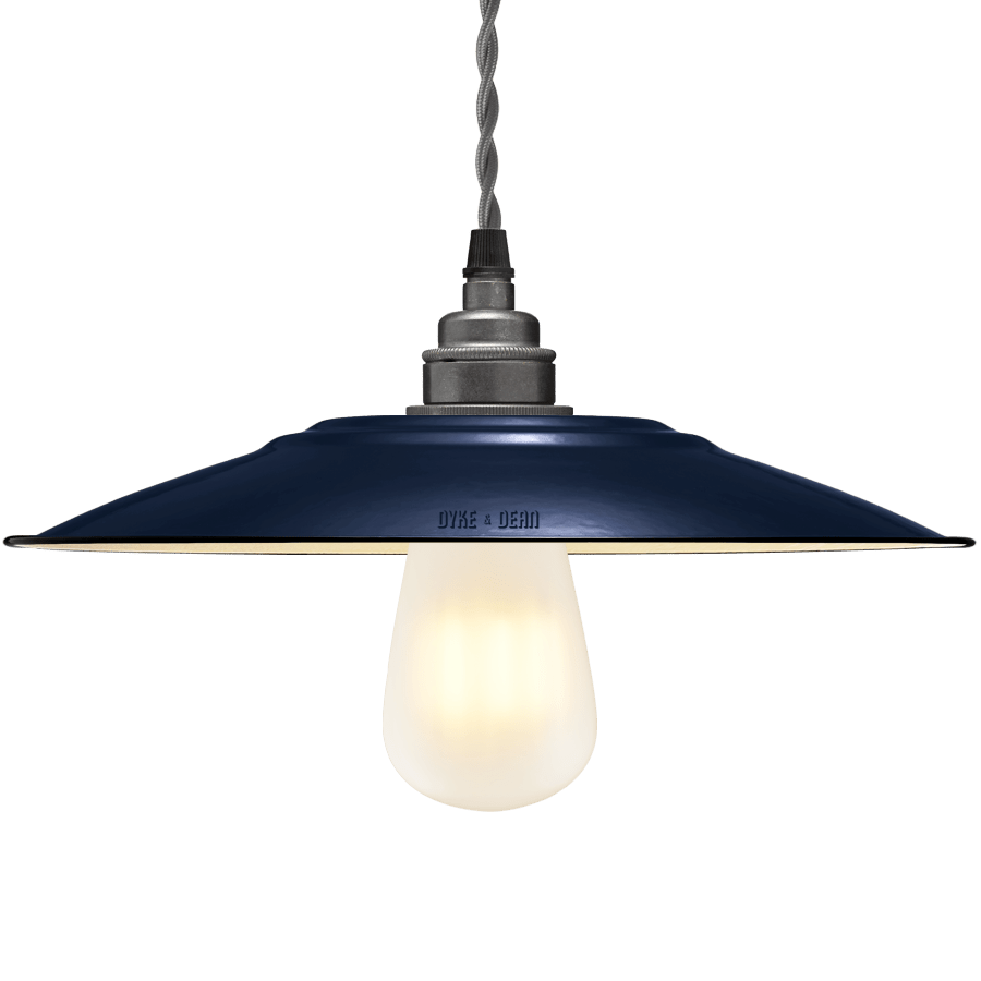 FLAT BLUE ENAMEL SHADE - DYKE & DEAN