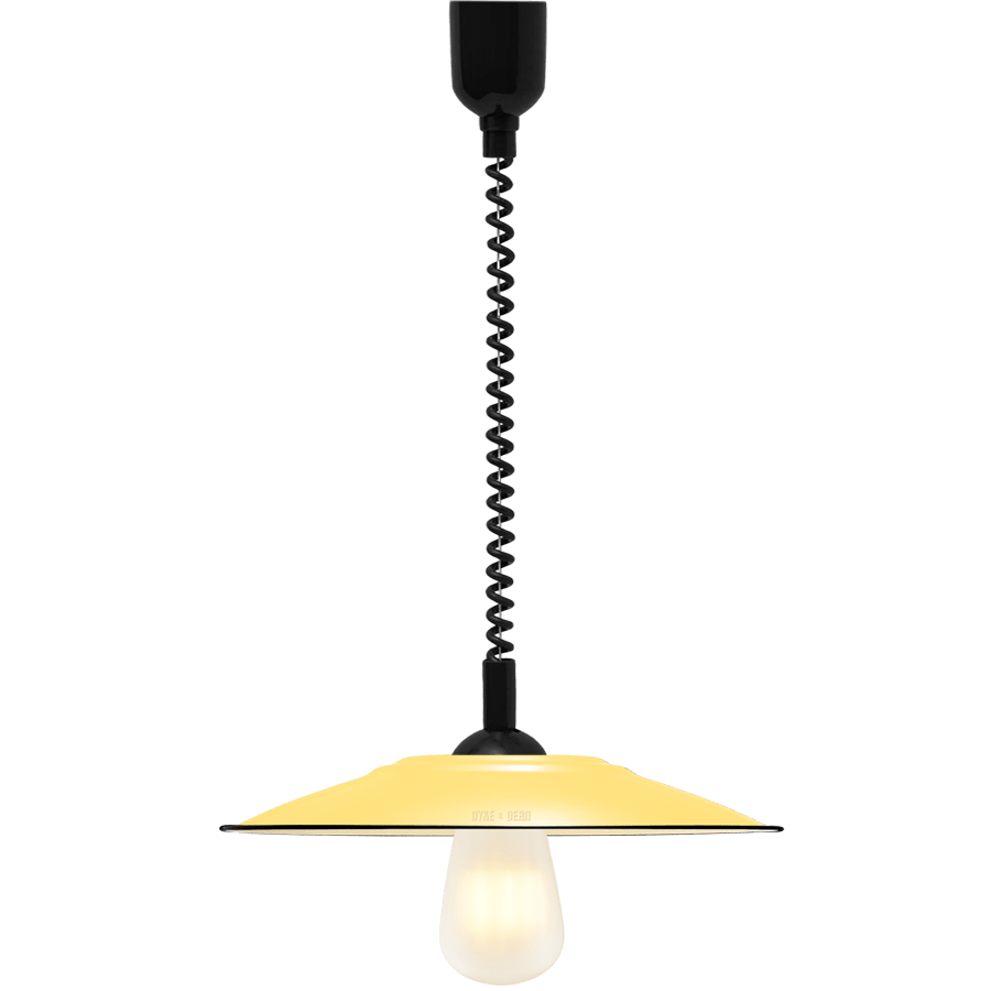 FLAT CUSTARD ENAMEL RETRACTABLE CORD LIGHT - DYKE & DEAN