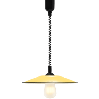 FLAT CUSTARD ENAMEL RETRACTABLE CORD LIGHT - DYKE & DEAN