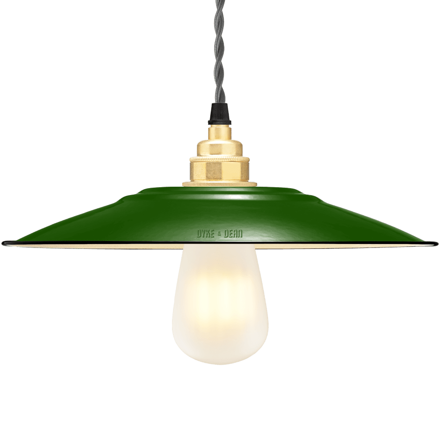 FLAT GREEN ENAMEL SHADE - DYKE & DEAN