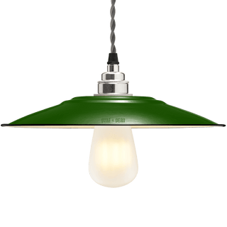 FLAT GREEN ENAMEL SHADE - DYKE & DEAN