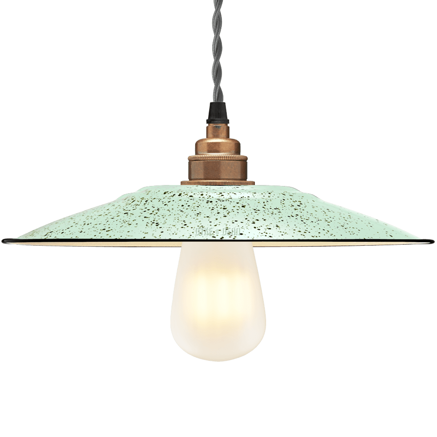 FLAT MINT GREEN SPECKLED ENAMEL SHADE - DYKE & DEAN