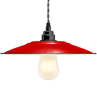 FLAT RED ENAMEL SHADE - DYKE & DEAN