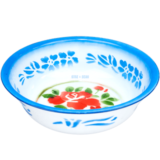 FLOWER ENAMEL SERVING BOWL BLUE - DYKE & DEAN