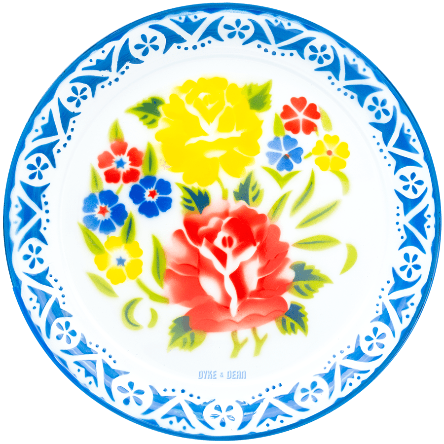 FLOWER ENAMEL TRAY BLUE - DYKE & DEAN