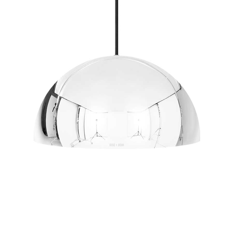 HEMISPHERE DOME PENDANT LIGHT CHROME 200MM - DYKE & DEAN