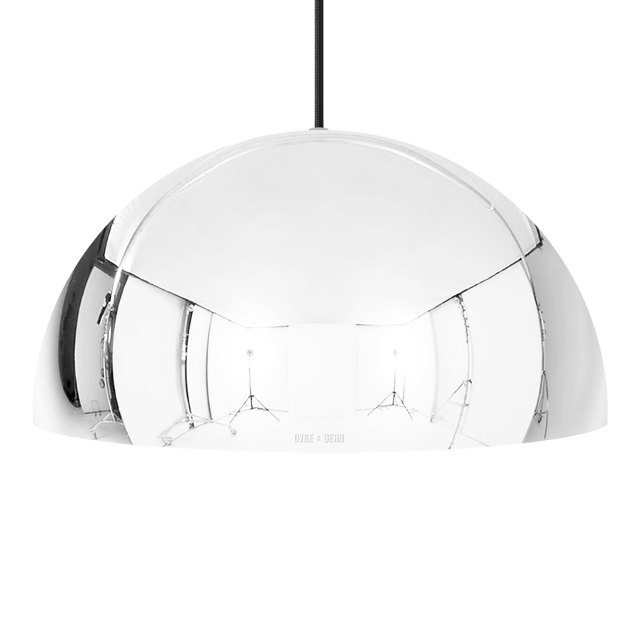 HEMISPHERE DOME PENDANT LIGHT CHROME 500MM - DYKE & DEAN