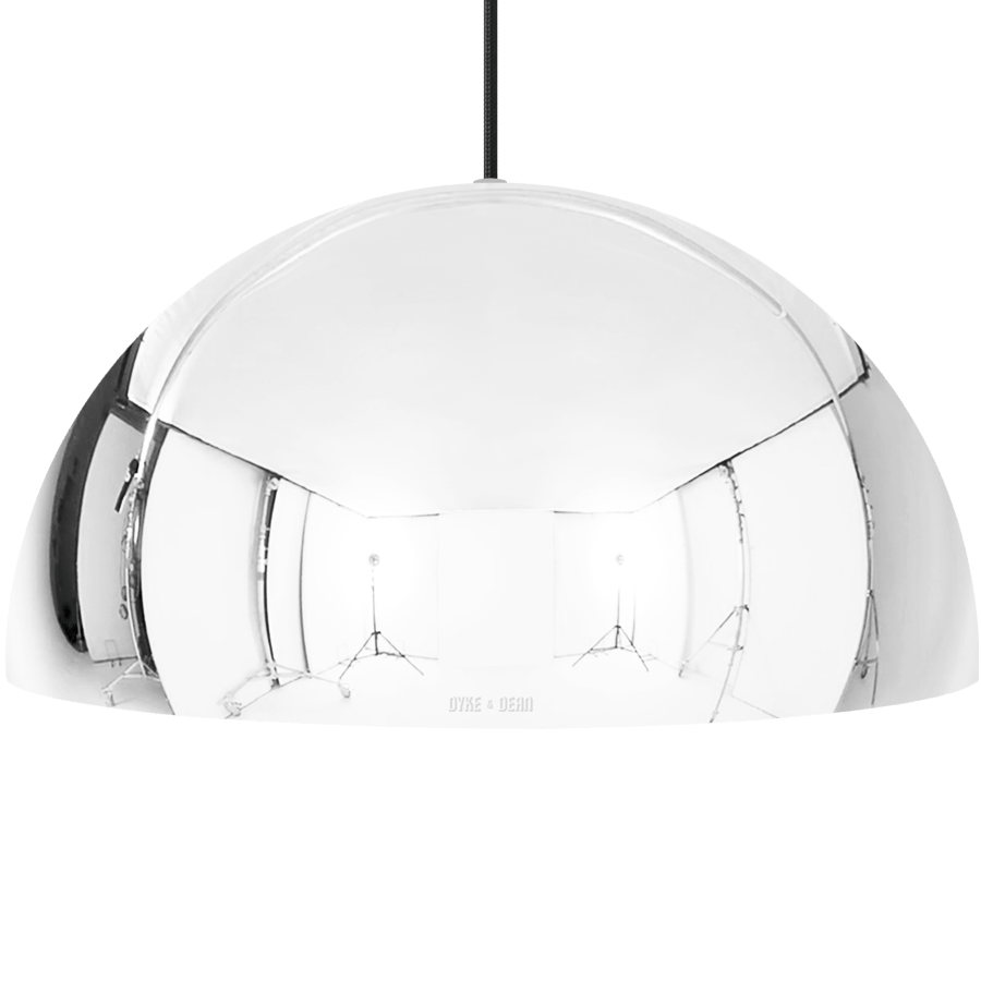 HEMISPHERE DOME PENDANT LIGHT CHROME 600MM - DYKE & DEAN