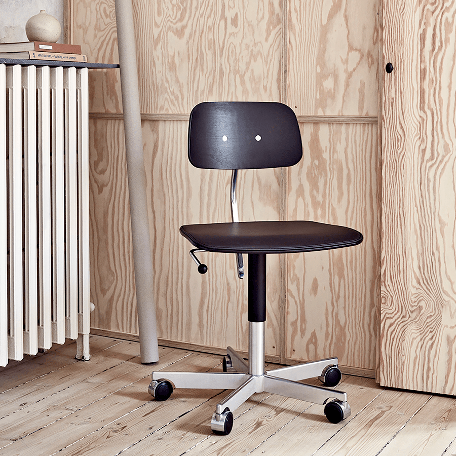 KEVI 2533 OFFICE CHAIR BLACK LEATHER - DYKE & DEAN