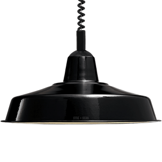 LARGE BLACK ENAMEL RETRACTABLE CORD LIGHT - DYKE & DEAN