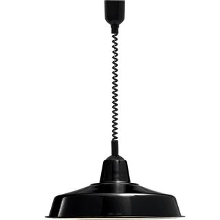 LARGE BLACK ENAMEL RETRACTABLE CORD LIGHT - DYKE & DEAN