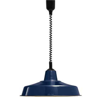 LARGE BLUE ENAMEL RETRACTABLE CORD LIGHT - DYKE & DEAN