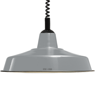 LARGE GREY ENAMEL RETRACTABLE CORD LIGHT - DYKE & DEAN