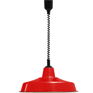 LARGE RED ENAMEL RETRACTABLE CORD LIGHT - DYKE & DEAN