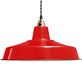 LARGE RED ENAMEL SHADE - DYKE & DEAN